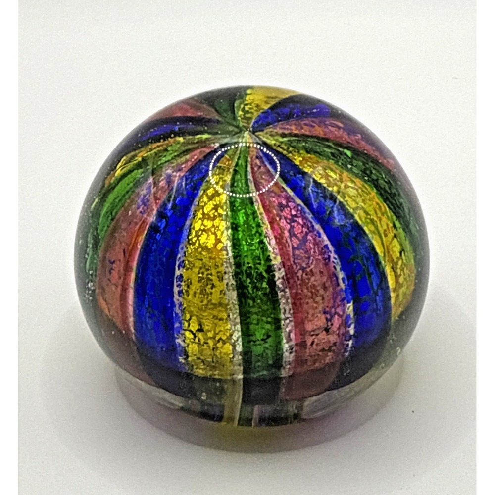 Vintage Murano Colorful Metallic Crown Glass Paperweight Art Glass